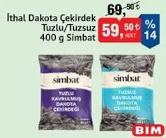 SİMBAT İTHAL DAKOTA ÇEKİRDEK TUZLU/TUZSUZ 400 G